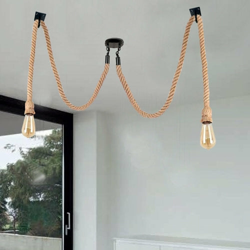 Lustre Araignée Industriel Vintage Ratio 2 Têtes Chanvre E27 Royaume-Uni
