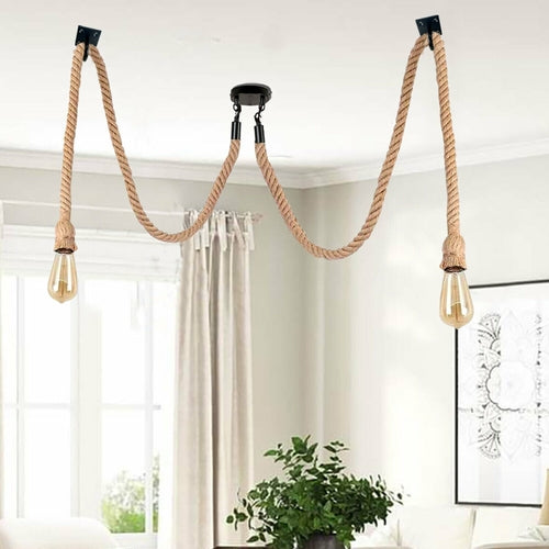 Lustre Araignée Industriel Vintage Ratio 2 Têtes Chanvre E27 Royaume-Uni