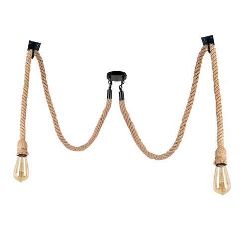 Lustre Araignée Industriel Vintage Ratio 2 Têtes Chanvre E27 Royaume-Uni