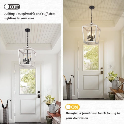 Lustre rustique à 4 lumières avec finition chêne blanc brossé