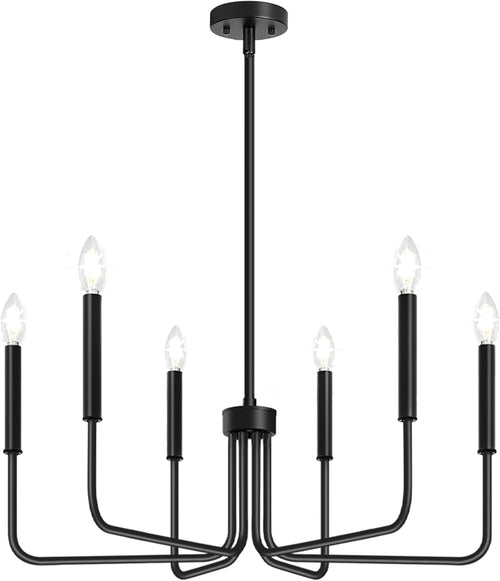 Black Six Light Farmhouse Chandelier For Dining Room