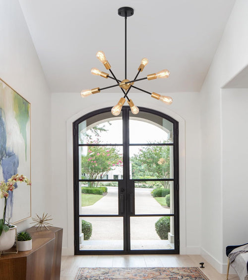 8 Lights Black And Gold Sputnik Chandelier For Dining Room